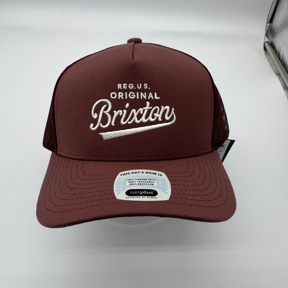 Brixton Postal Netplus Trucker Hat Recycled Fishing Nets Brown‎ Mens NEW